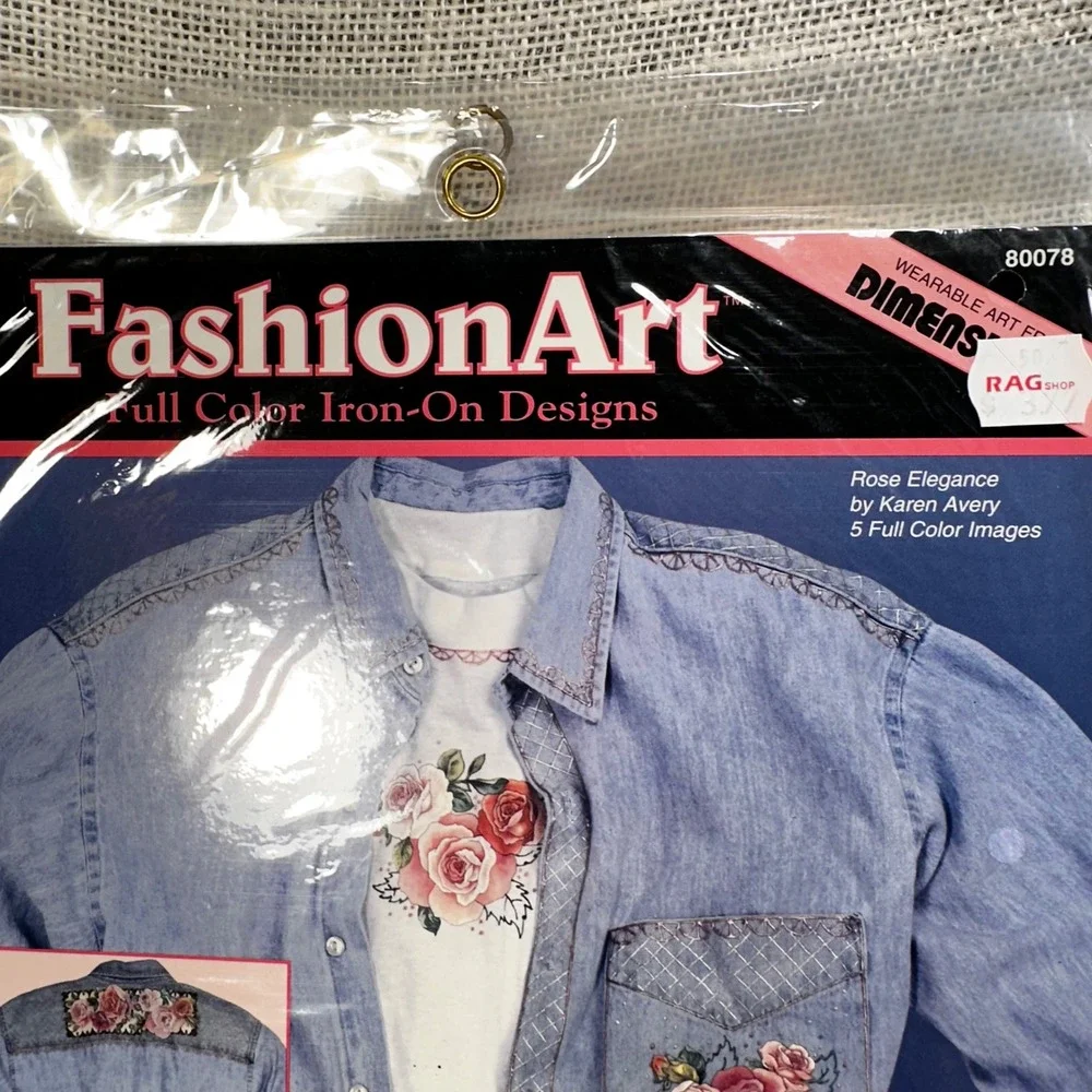 Vintage 1993 FashionArt Rose Elegance Iron On Design Dimensions 80078 Floral NOS